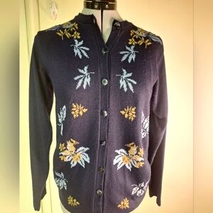 Norton McNaughton Petites Leaf Cardigan  Size Small P